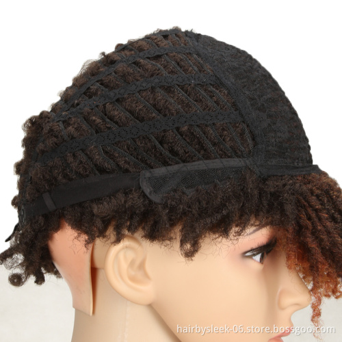 Magic Hair 10 Inches Afro Kinky Curly Wig Synthetic Short Wigs With Bangs Ombre Color Adjustable Wigs for Black Women